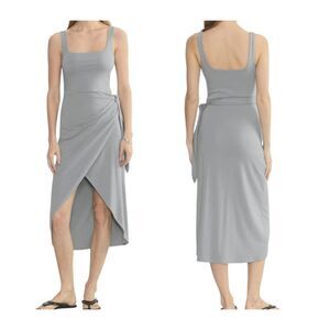 Wilfred Women's Saturn Slim Fit Midi Wrap Dress Gray Size XL Side Tie Skirt